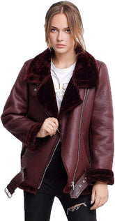 Maroon Shearing Coat-Women